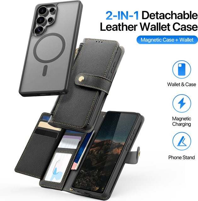 DUX DUCIS 2-in-1 Magnetische Lederhülle mit abnehmbarer Brieftaschenhülle für Samsung Galaxy S26 Ultra, S26 Plus, S25 Edge und S25 in Schwarz oder Blau - Bild 1