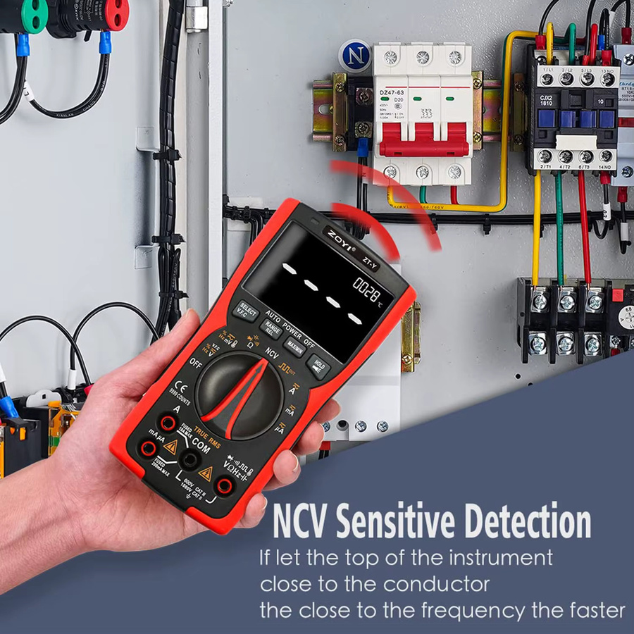 ZOYI ZT-Y Digitales Multimeter TRM 9999 mit AC/DC Voltmeter, Amperemeter und Ohmmeter in Rot - Bild 2