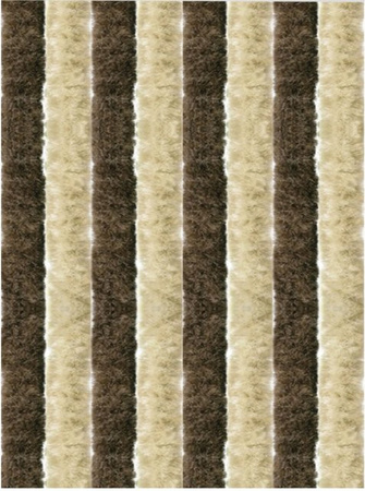 Arsvita Flauschvorhang mit Unistreifen in Beige und Braun, Thermovorhang aus Chenille, B: 140 cm, H: 220 cm