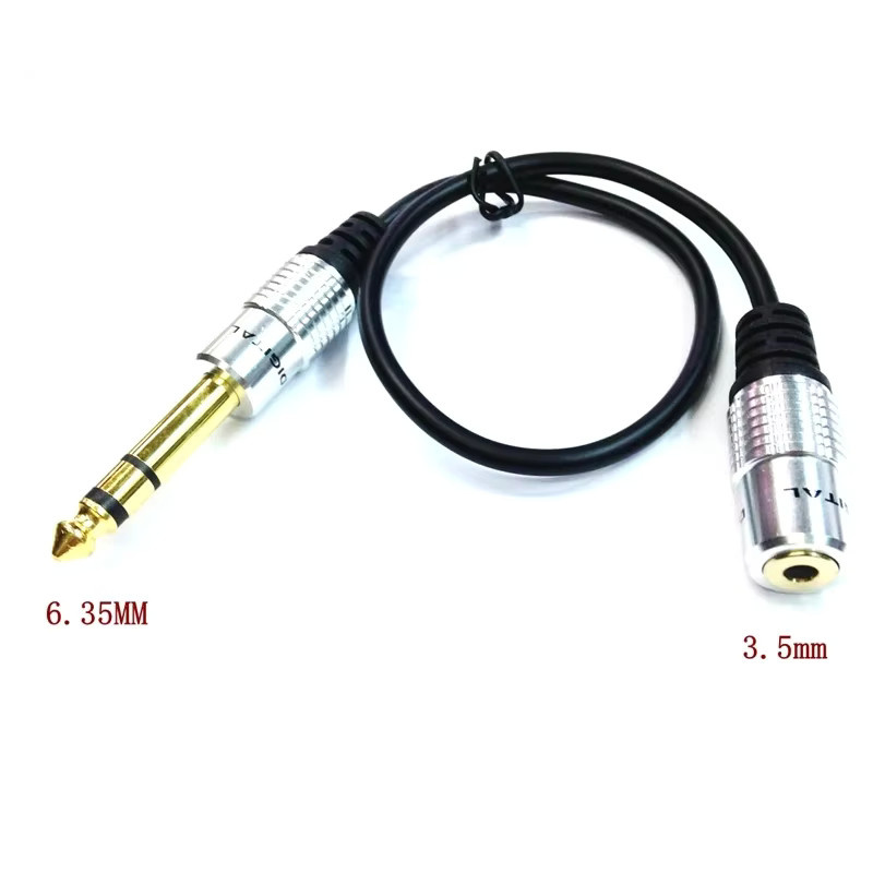 BSN Stereo Kopfhörer Verlängerungskabel mit 6,35mm Stecker auf 3,5mm Buchse, Metallgehäuse, Schwarz, Länge: 1,8 m - Bild 2
