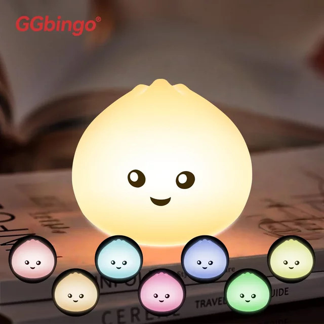 GGbingo Wiederaufladbares Nachtlicht aus Silikon in Form einer Dampfnudel, Warmweißes Stimmungslicht für das Schlafzimmer - Bild 1