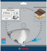 Bosch Optiline Wood Hartmetall Kreissägeblatt mit 12 Zähnen, Durchmesser: 190 mm, Bohrung: 30 mm, Dicke: 2,6 mm - Bild 2