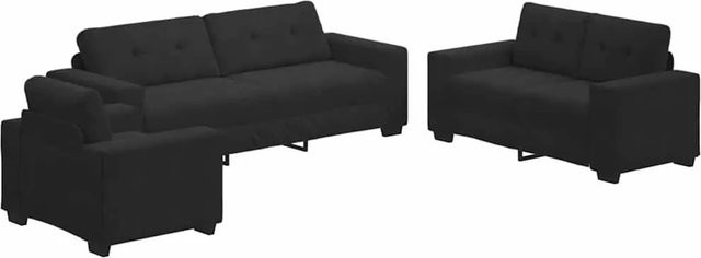 vidaXL Sofa-Set 3-teilig in Schwarz aus Leinenmischgewebe mit Dreisitzer, Zweisitzer und Sessel - Bild 1