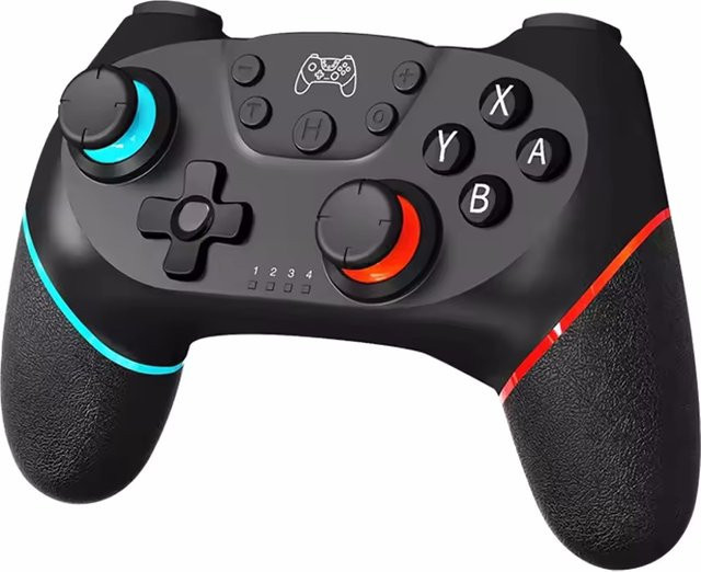 AyeBeau Bluetooth Wireless USB Controller Kit für Nintendo Switch, OLED und Lite sowie PC, Gamepad Joystick mit Trigger und Command Funktionen in Schwarz und Rot - Bild 1