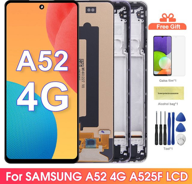Samsung Galaxy A52 LCD Display mit Rahmen, 6,5 Zoll, 4G/LTE, Schwarz - Bild 1