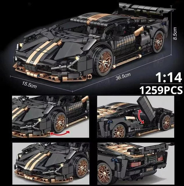 LEGO Auto MOC, Sportwagenmodell, 1280 Teile, 1:14 Maßstab, ab 14 Jahren - Bild 1