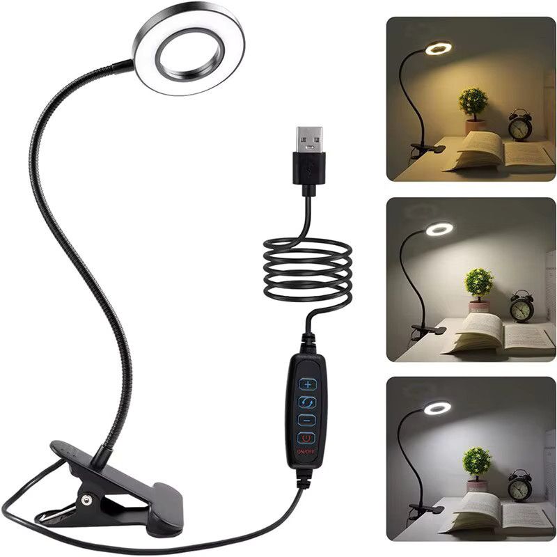 GGBEE LED Schreibtischlampe mit 48 LEDs, USB Clip-Leuchte mit 360 Grad Schwanenhals und einstellbarer Helligkeit für Augenschutz - Bild 2