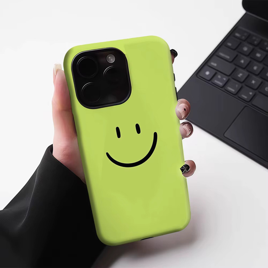 Potdemiel Lime Smiley Handyhülle für iPhone 17 16 15 14 13 Pro Max Plus, Robuste Magnetische Einzel- und Doppelschicht Hülle in Grün - Bild 3