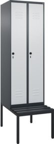 C+P Spind Classic PLUS Garderobenschrank mit Sitzbank, 2 Abteile, Schwarzgrau, B/T/H: 212,0 x 60,0 x 81,5 cm - Bild 1