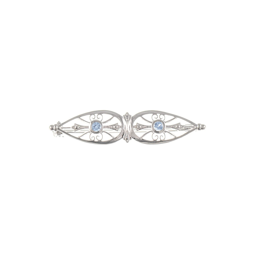 Brosche 925 Silber, Zirkonia, hellblau, Unisex - Bild 1