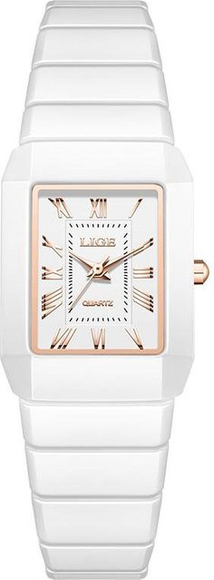 LIGE Armbanduhr, Quarz, Keramik, weiß/gold, Damen - Bild 1