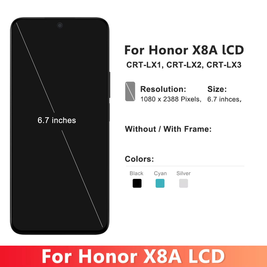 Honor X8a Ersatzdisplay mit 6,7 Zoll LCD-Touchscreen Digitizer Baugruppe inklusive Rahmen in Schwarz - Bild 4