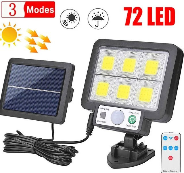 ESMARTER LED Solar Split Wandlampe mit Bewegungsmelder und 3 Modi in Schwarz - Bild 1