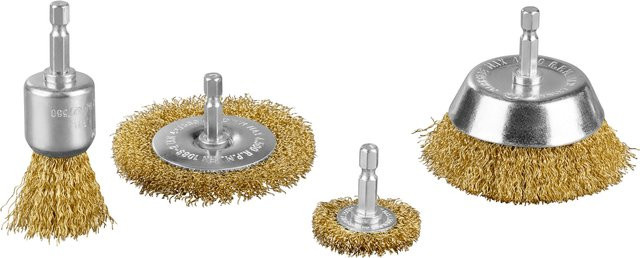 Parkside Bohrmaschinenzubehör Drahtbürsten goldfarben für Metall und Holz - Bild 1