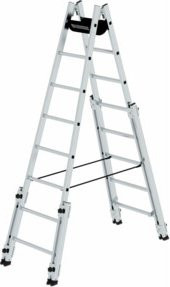 Günzburger Steigtechnik MUNK 33516 Aluminium Stufen-Doppelleiter mit 4 ausziehbaren Holmen in Silber, maximale Arbeitshöhe: 4,5 m - Bild 2