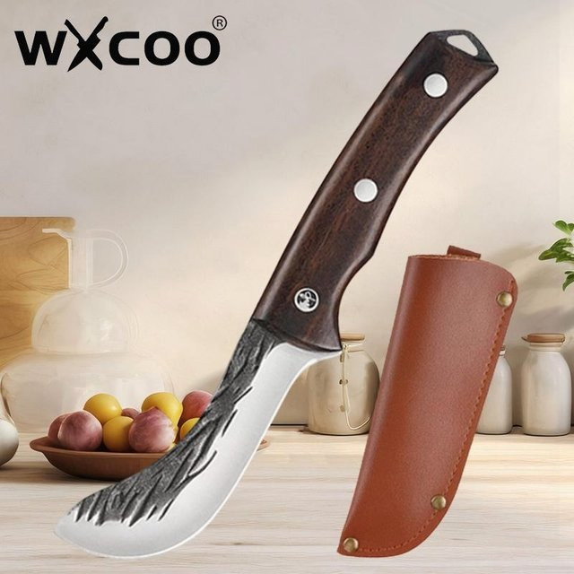 WXCOO Handgeschmiedetes japanisches Ausbeinmesser mit Holzgriff und Scheide in Silber - Bild 1