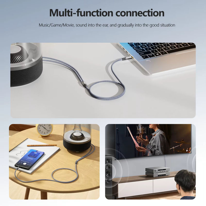 SUNKANDI Stereo-Aux-Kabel 3,5 mm Klinke auf 2 RCA Stecker in Grau für Smartphones, Tablets und Lautsprecher - Bild 3