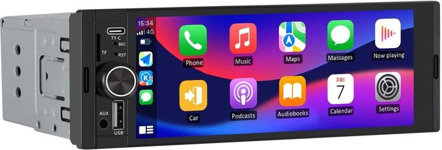 Junsun 1 Din Autoradio mit 6 Zoll Display, Wireless Carplay und Bluetooth in Schwarz - Bild 1