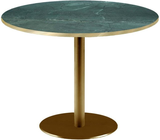 RestooTab Tisch Rome XL rund in Dunkelgrün Marmoriert mit Goldmetallic und Messingfarben, H: 75 cm, Ø: 120 cm - Bild 1