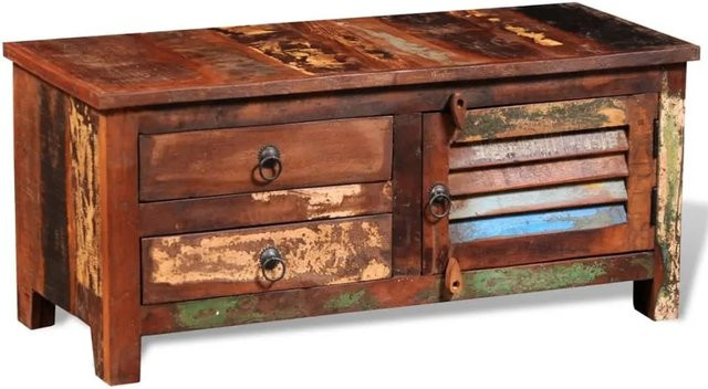 vidaXL TV-Schrank aus Altholz Massiv in Braun im Vintage-Stil - Bild 1
