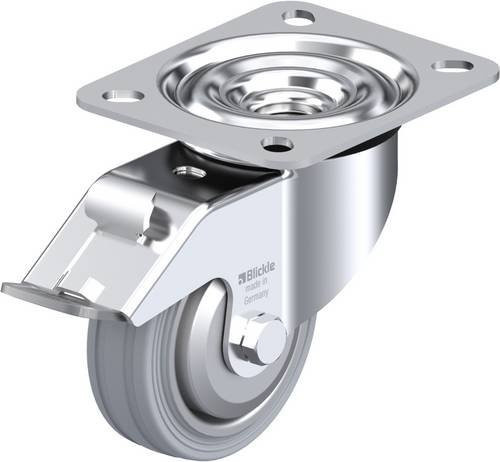 Blickle Lenkrolle LE-VE 80R-FI-SG-FA mit Feststeller in Silber/Grau, Rad-Durchmesser: 80 mm, Tragfähigkeit: 50 kg - Bild 1