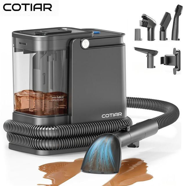COTIAR TW30 Kaltwasser-Handreiniger in Schwarz mit 800W Leistung und 16kPa Saugkraft für Teppiche, Stoffsofas und Haustierhaare - Bild 1