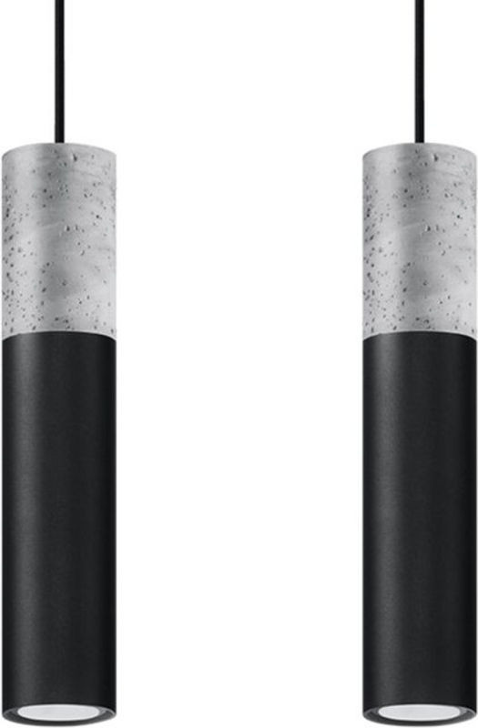 SOLLUX Twin Pendelleuchte Industrial Design in Schwarz und Grau mit GU10 Fassung - Bild 1
