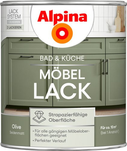 Alpina Möbel-Lack Bad & Küche, Grün, seidenmatt, 0,75 l - Bild 1
