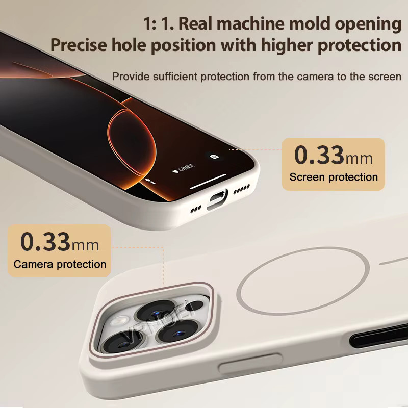 VRNOEI Matte PC-Handyhülle für iPhone 11 bis iPhone 17 Pro Max in Beige mit magnetischem kabellosem Laden und stoßfester Hartschale - Bild 2