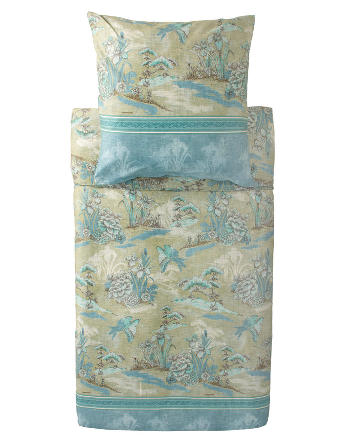 Bassetti Mako-Satin Bettwäsche Acquaforte Grün mit Bettbezug und Kissenbezug - Bild 1