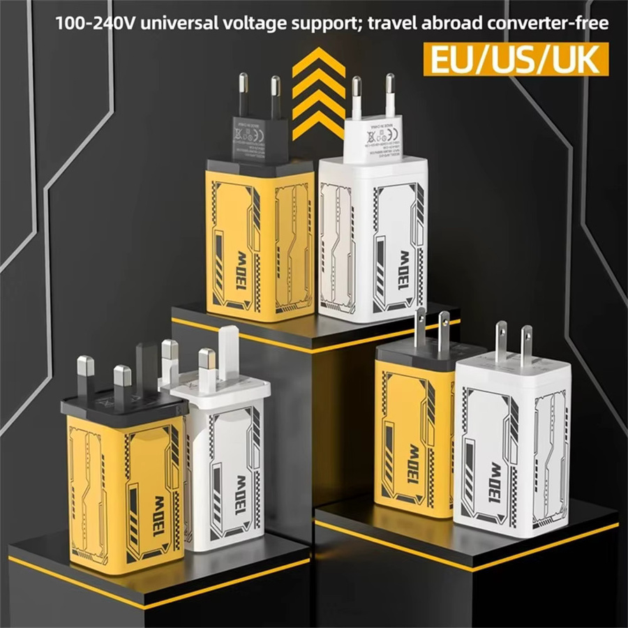 130W USB-C Schnellladegerät mit mehreren Anschlüssen und Quick Charge 3.0 in Gelb für iPhone 16, Samsung und Xiaomi 15 - Bild 6