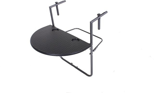 DELUKE Balkontisch ANNA in Rattan-Optik aus Kunststoff, Schwarz, B: 60 cm, T: 64 cm, H: 73 cm