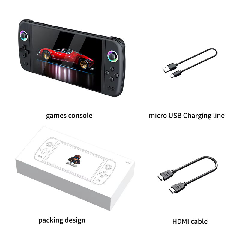 Luxuglow M27 Retro Handheld Videospielkonsole mit 7,0 Zoll Display in Schwarz mit 64G Speicher - Bild 6