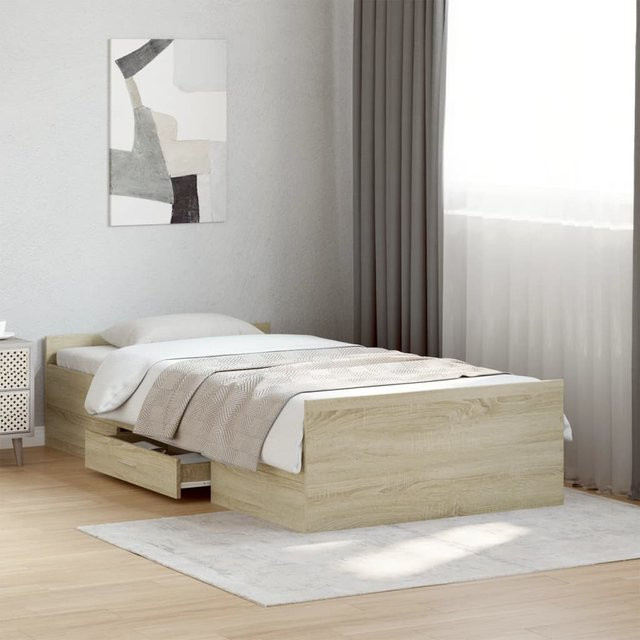 Vidaxl Bettrahmen mit Schubladen in Sonoma-Eiche, modern, B: 90 cm, L: 200 cm - Bild 1