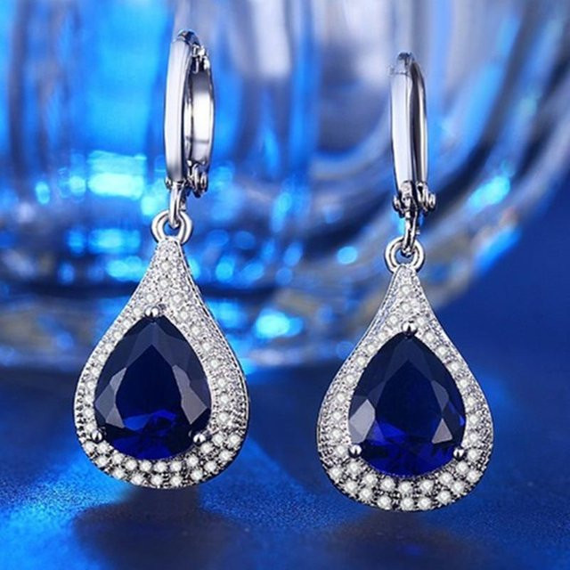 YIRAN Jewelry Ohrringe, 925 Silber, Zirkonia, Damen, blau - Bild 1