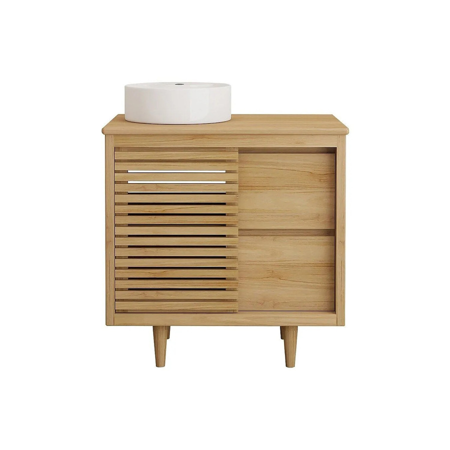 Vente-unique Einzelwaschtisch Toraja aus Teakholz in Naturfarben Hell, Breite: 80 cm, Tiefe: 55 cm, Höhe: 80 cm - Bild 2