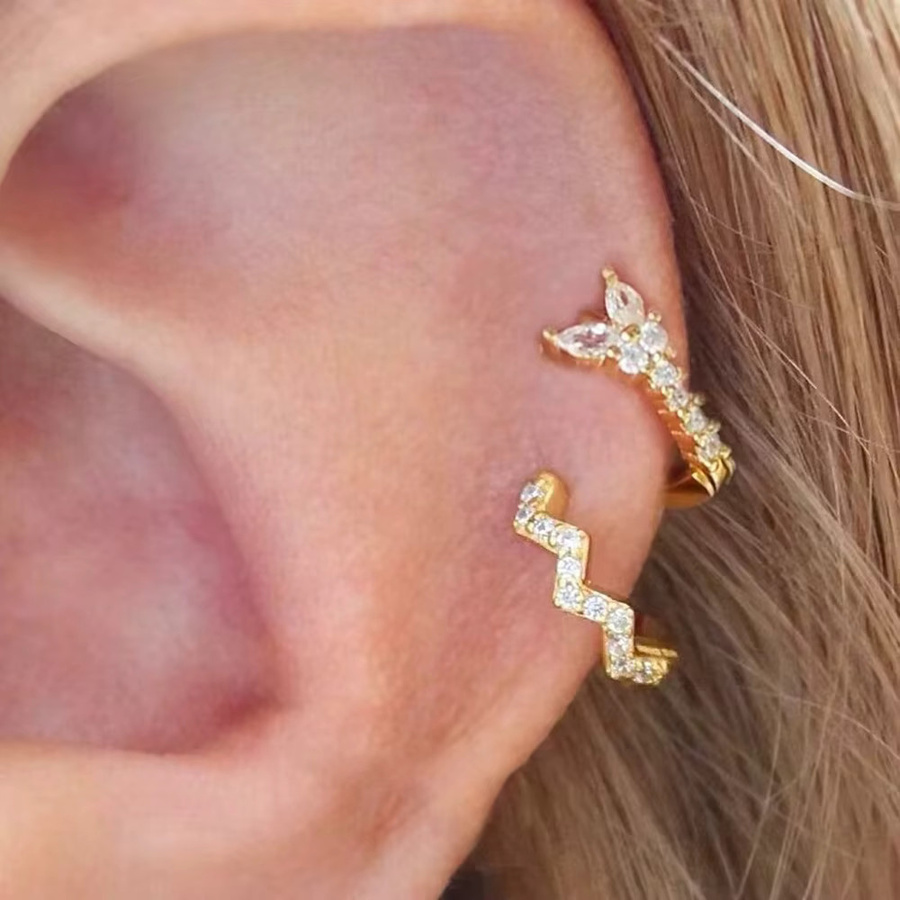 Yuedane Creolen, 14K vergoldeter Edelstahl, Zirkonia, Unisex - Bild 1