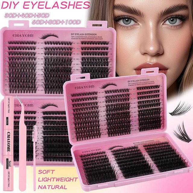 SADOER DIY-Cluster-Wimpern, 600 Stück, Black, 8–16 mm, Mischungslänge - Bild 1