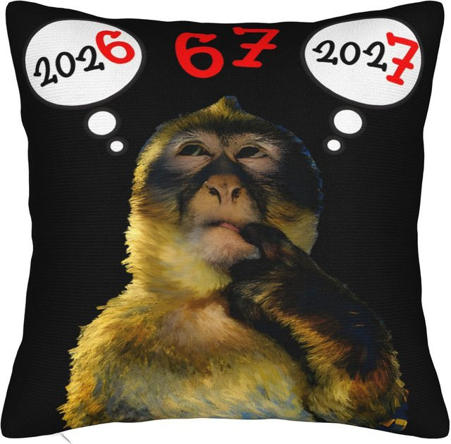 Dekorative Kissenhülle Denkender Affe Meme Merch von JMG Clothing in Schwarz, Breite: 30 cm, Höhe: 30 cm - Bild 1