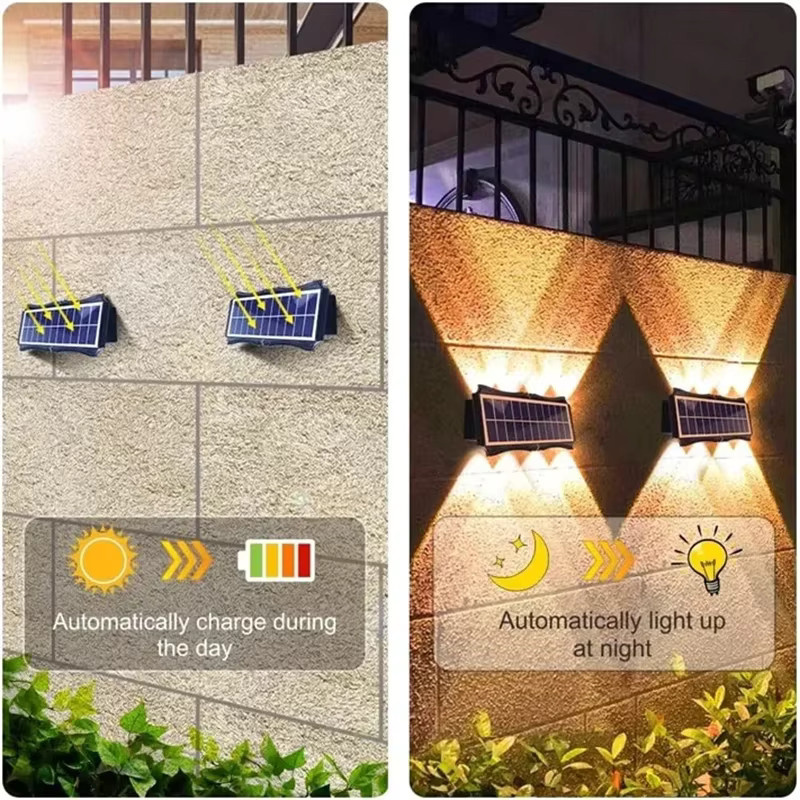 LINYILIGHT Solar-LED-Wandleuchte in Schwarz für Garten und Balkon mit Up-and-Down-Beleuchtung - Bild 2