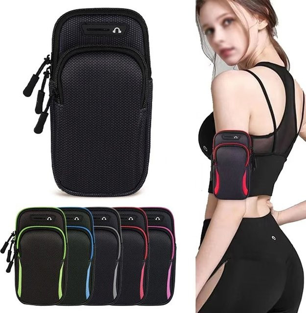 Mrgabwte Universelle Handy-Armbandtasche mit Kopfhöreranschluss für Sport und Outdoor in Schwarz oder Grün - Bild 1