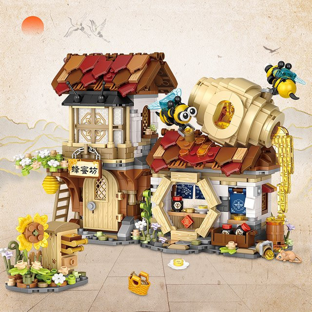 LOZ Mini-Straßenansicht-Baustein, DIY Chinesischer Faltbarer Straßenansicht-Fleischladen, Puzzle-Spielzeug - Bild 1