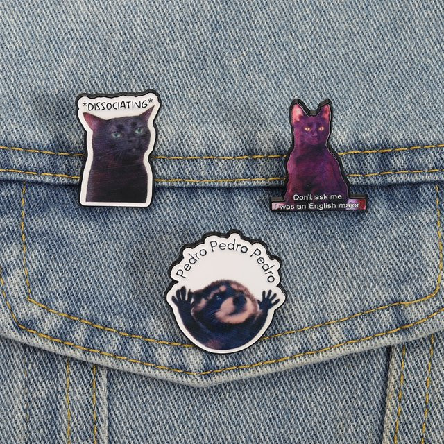 Brosche Katze Memes UV-Druck, Unisex - Bild 1