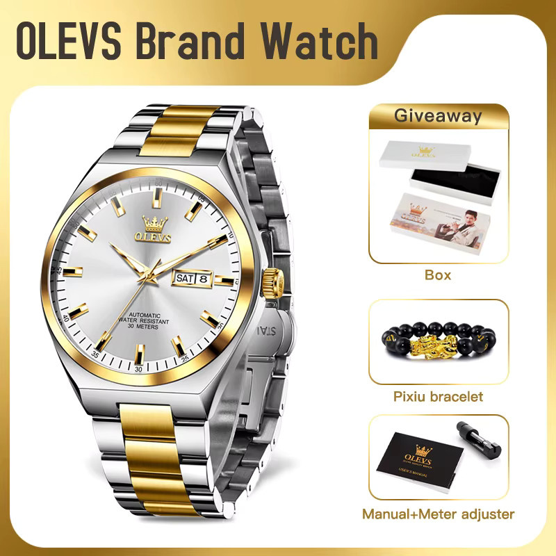 OLEVS Armbanduhr Automatik, Edelstahl, Silber, Herren - Bild 3