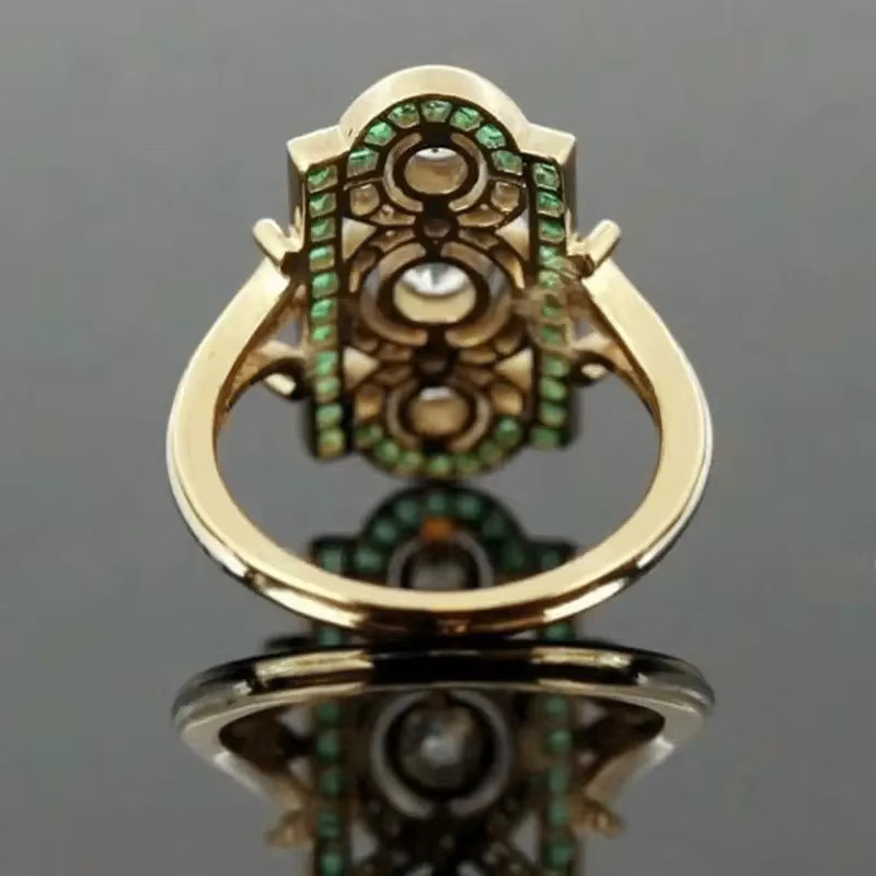 Huitan Ring Vintage, Zirkonia, Damen, Gold - Bild 3