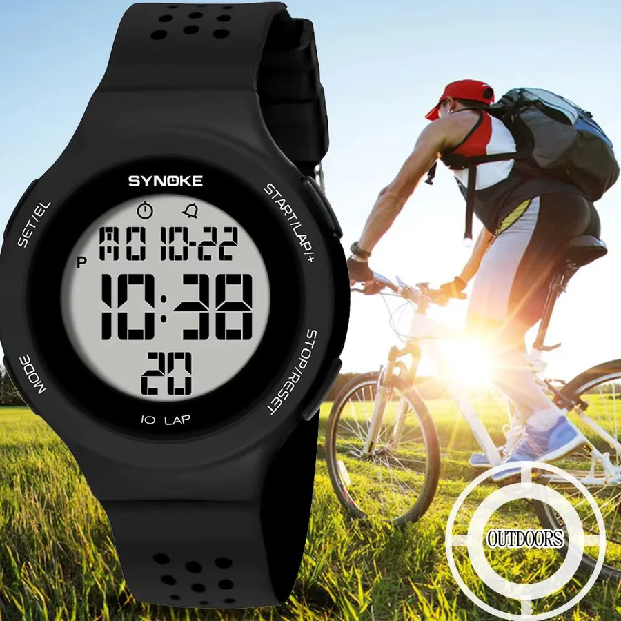 SYNOKE Digitaluhr, Chronograph, Alarm, Schwarz, Silikon, Herren - Bild 2