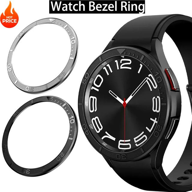 CAOWTAN Uhrenzubehör Metallrahmen für Samsung Galaxy Watch 6 Classic, Edelstahl, Silber - Bild 1