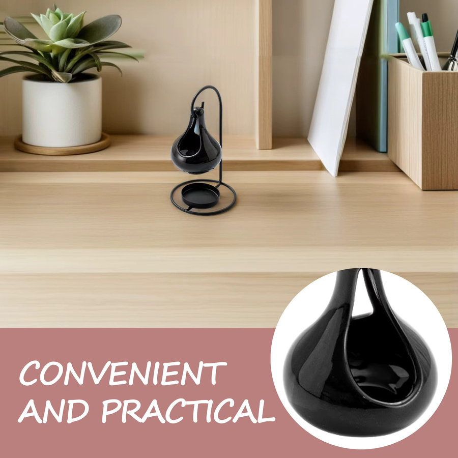 WINOMO Keramik-Teelichthalter in Schwarz als Aroma-Diffusor und Duftlampe für ätherische Öle - Bild 3