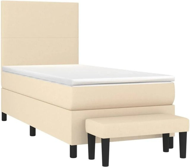 vidaXL Boxspringbett Hybrid mit Matratze und Kopfteil in Creme, B/T/H: 80 x 200 x 118 cm - Bild 1