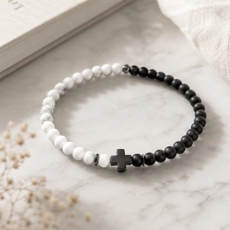 Balance Path Perlenarmband, Schwarz-Weiß, Unisex - Bild 5